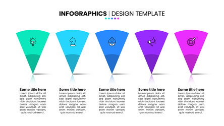 infographic template 5 standing triangles in a row vector image