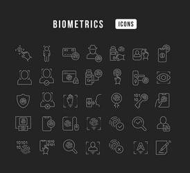 set of linear icons biometrics vector