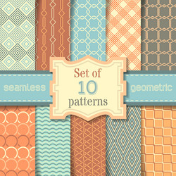 set of seamless geometric patterns vector image