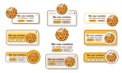 Web Cookies & Cybersecurity Icon Set vector image