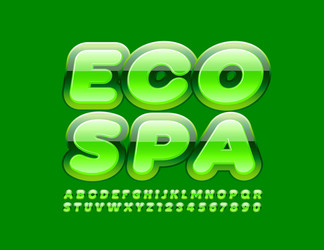 green emblem eco spa with glossy font vector