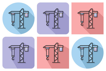 outlined icon of tower crane with parallel vector image