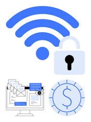 secured wireless network with data encryption vector image