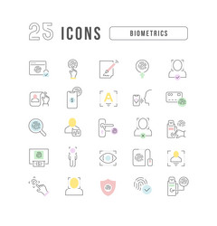 set of linear icons biometrics vector image