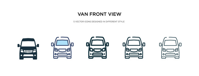 van front view icon in different style two vector image