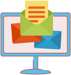 incomming email with envelope letter on screen vector