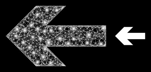 polygonal 2d mesh left arrow direction with glare vector image