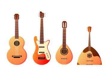 Set stringed musical instruments collection vector