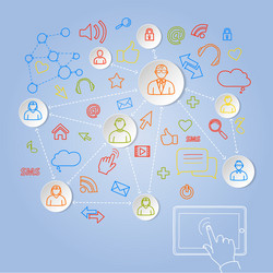 using tablet for social network concept vector image