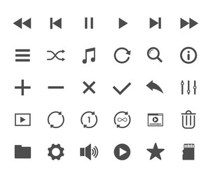 media player web icons ui elements vector image