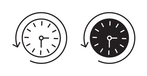past time icon set in thin line for web vector image