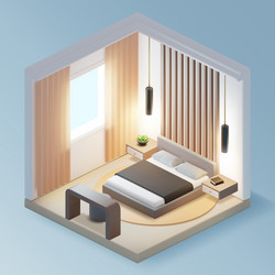 3d bedroom interior inside concept plasticine vector