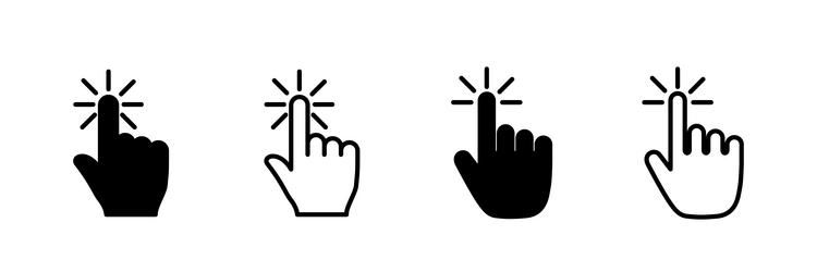 Hand click icon clicking finger pointer vector