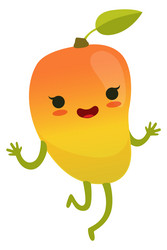 Happy mango mascot jumping fruit cartoon vector