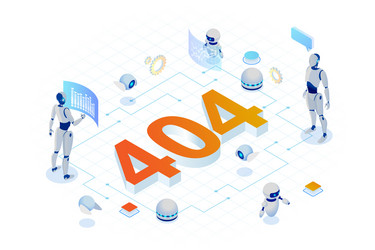 isometric error 404 page layout design vector image