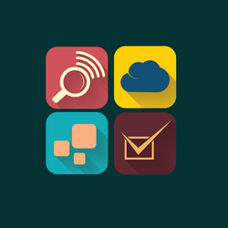web icons set in flat design with long shadows vector image