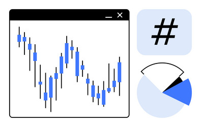 analytics dashboard with candlestick chart pie vector image