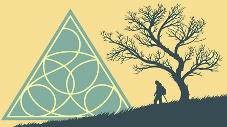 person tree in triangle with abstract patterns vector image