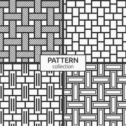 set four seamless patterns rectangles vector image