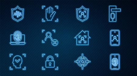 set line mobile with fingerprint scan and face vector image