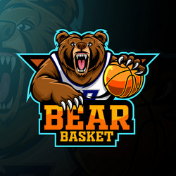 Aggressive Bear Basketball Mascot Logo Vector Image