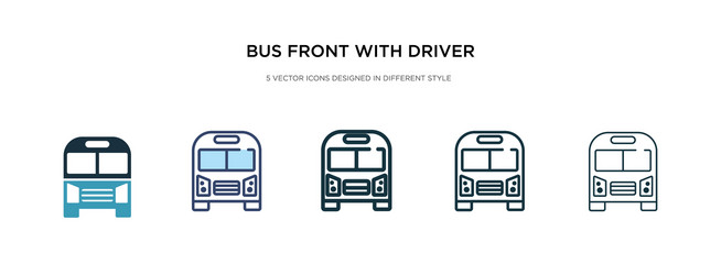 Bus front with driver icon in different style vector