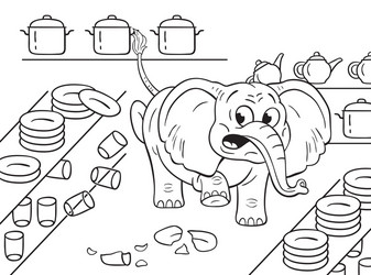 Clumsy Elephant in a China Shop Vector Image