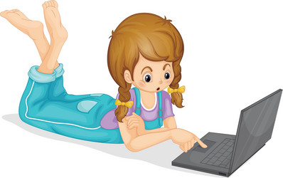 Girl with laptop vector