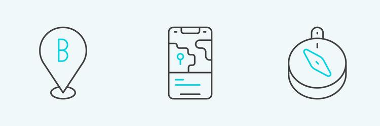 set line compass location and city map navigation vector image