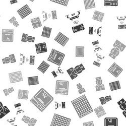 Set remote aerial drone printed circuit board pcb vector