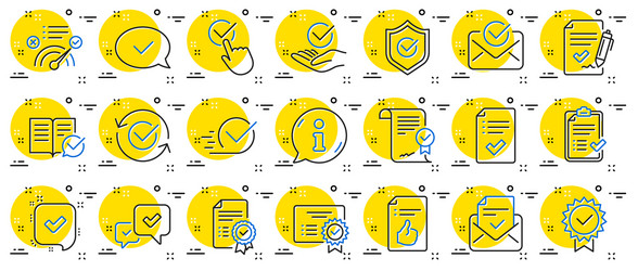 approve line icons set check list certificate vector image