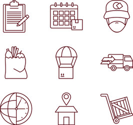 calendar and fast delivery icon set line style vector image