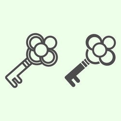 Magic key line and solid icon antique vintage vector