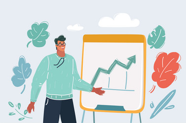 man presenting a graph on flip-chart vector image