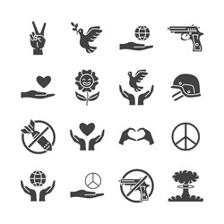 peace glyph icon set pacifism black symbols Vector Image