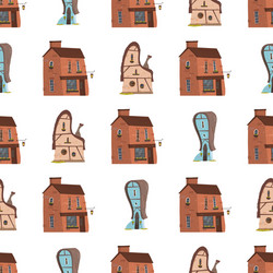 Seamless pattern with houses on white background vector