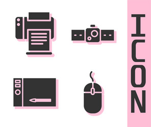 set computer mouse printer graphic tablet vector image