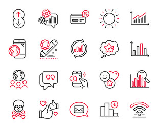 set of technology icons related to graph vector image