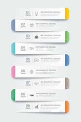 9 data infographics tab paper index template vector image