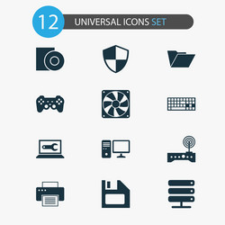 gadget icons set with computer repair pc gamepad vector