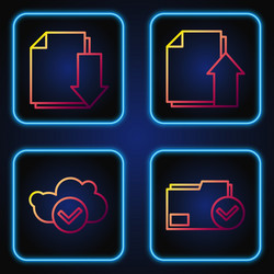 set line document folder and check mark cloud vector image