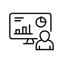 analyst using computer dashboard for data vector image