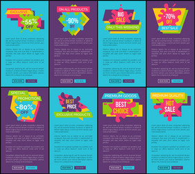 Blue and purple internet posters with sale offer vector