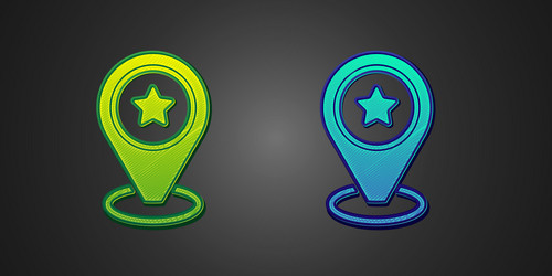 green and blue map pointer with star icon isolated vector image