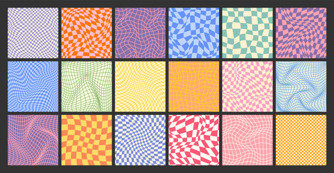 groovy checkered pattern colorful distorted tiled vector image