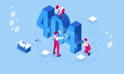 isometric error 404 page layout design vector