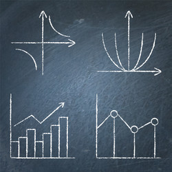 math science icons set in line style on chalkboard vector image