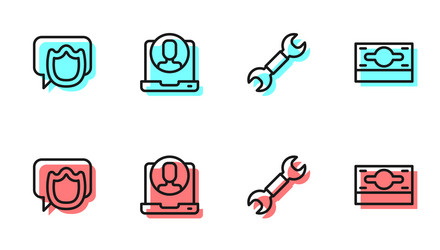 set line wrench spanner speech bubble chat vector image