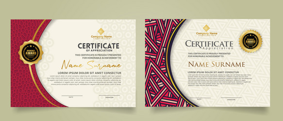 set modern certificate template with dynamic vector image