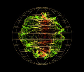 sphere from particles wave nodes 3d sea flow vector image